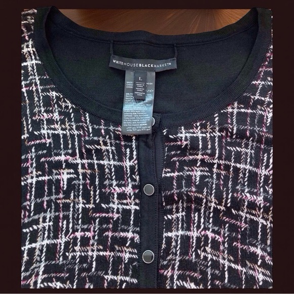White House Black Market Cardigan | Power Chic – Size L black white pink - Picture 8 of 14